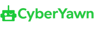 CyberYawn Logo – Horizontal Green Robot Brand Icon (2025 Edition) CyberYawn horizontal green robot logo glowing on a transparent background
